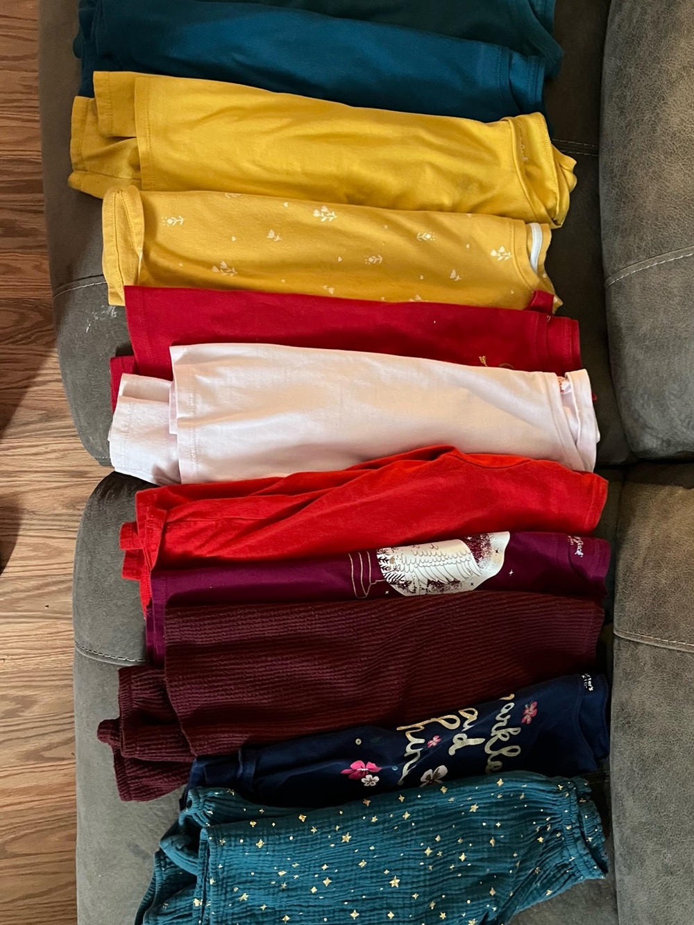 Cat & Jack Long Sleeve Tees in Teal, Yellow, Red, Pink, Burgundy, Navy